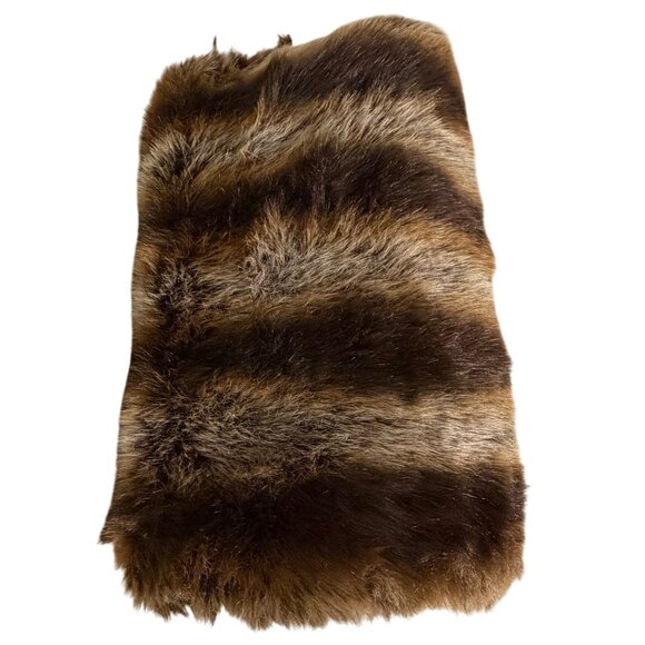 Vintage Brown Faux Fur Fleece Backing Fabric, Valance, Throw/Blanket 189"x21" - Picture 1 of 7